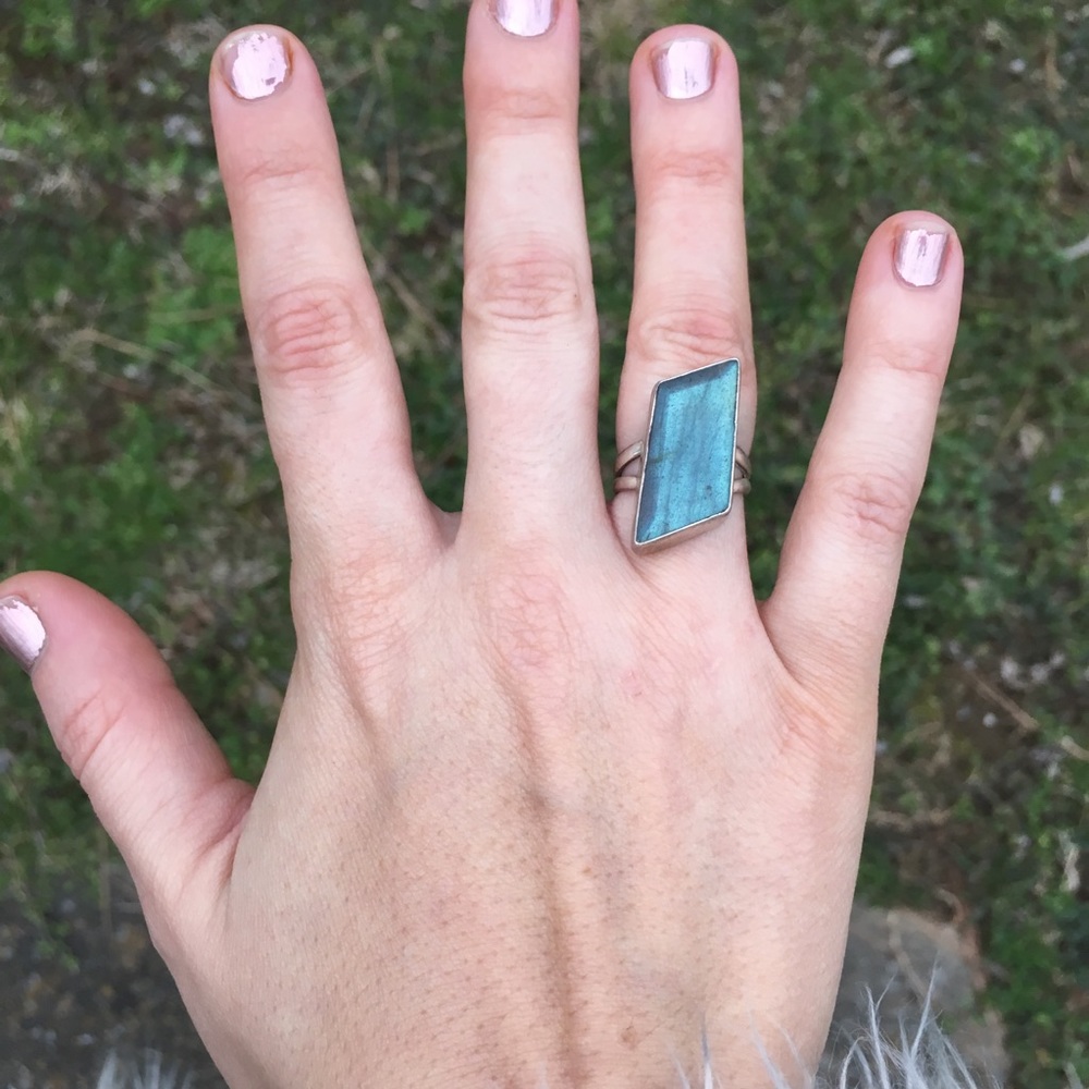 Parallelogram Labradorite Ring - image 3